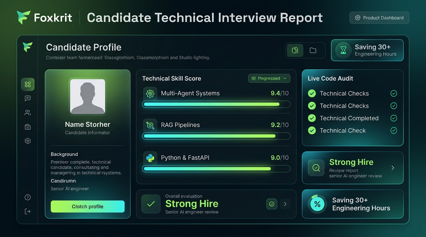 Foxkrit Candidate Technical Interview Report Infographic Dashboard